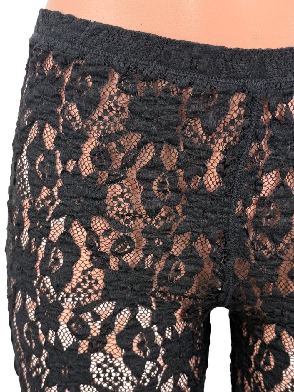 NWT Free People Black Sheer Floral Lace Leggings | Whimsigoth Dark Coquette Boho - Picture 4 of 16